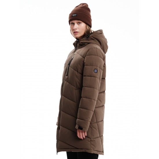 EMERSON ΓΥΝΑΙΚΕΙΟ ΜΑΚΡΥ ΜΠΟΥΦΑΝ PUFFER ΜΕ ΚΟΥΚΟΥΛΑ 232.EW10.44 CAMEL