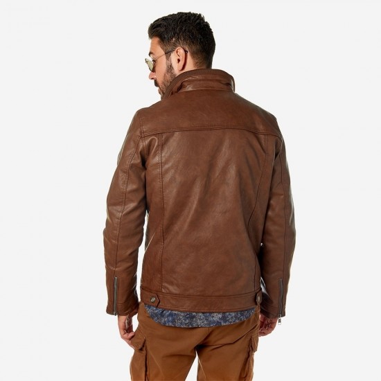 CAMARO ΑΝΔΡΙΚΟ ΜΠΟΥΦΑΝ ΔΕΡΜΑΤΙΝΗ BIKER 21501-091-2-TOBACCO
