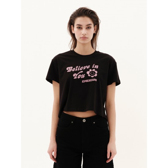 EMERSON ΓΥΝΑΙΚΕΙΟ CROP T-SHIRT 231.EW33.68 BLACK