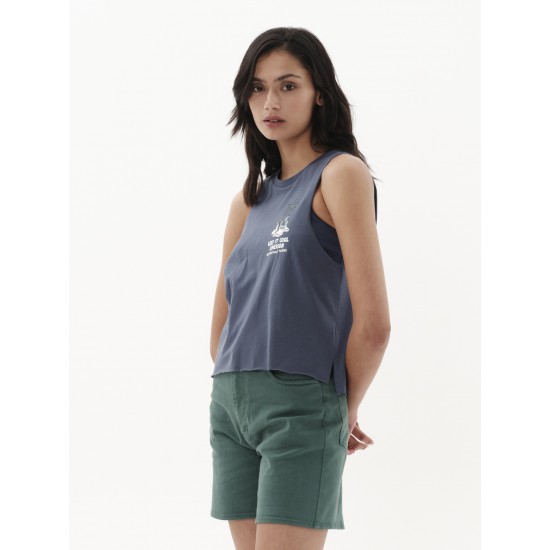 EMERSON ΓΥΝΑΙΚΕΙΟ CROPPED ΑΜΑΝΙΚΟ T-SHIRT 231.EW37.114 INDIGO BLUE