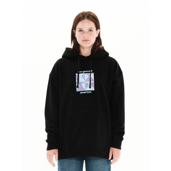 ΓΥΝΑΙΚΕΙΟ EMERSON ΦΟΥΤΕΡ ΜΕ ΚΟΥΚΟΥΛΑ "LOVE YOURSELF" 222.EW20.71 BLACK