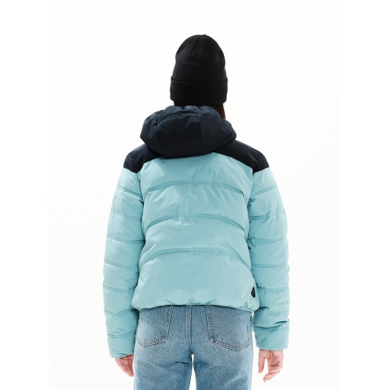 EMERSON ΓΥΝΑΙΚΕΙΟ PUFFER JACKET ΜΕ ΚΟΥΚΟΥΛΑ 222.ΕW10.18 DUSTY TURQUOISE/NAVY BLUE