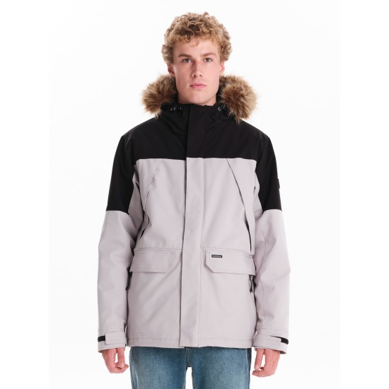 EMERSON ΑΝΔΡΙΚΟ ΜΠΟΥΦΑΝ ΜΑΚΡΥ PUFFER ΜΕ ΚΟΥΚΟΥΛΑ - 242.EM10.113 ECRU/BLACK