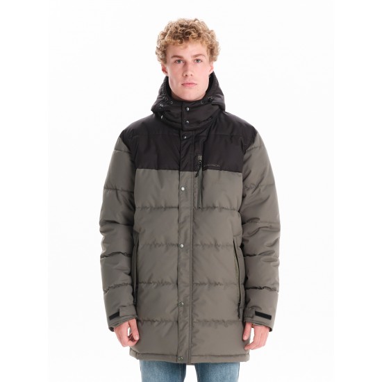 EMERSON ΑΝΔΡΙΚΟ ΜΠΟΥΦΑΝ ΜΑΚΡΥ PUFFER ΜΕ ΚΟΥΚΟΥΛΑ -242.EM10.68 OLIVE/BLACK