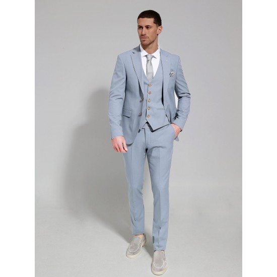 Ανδρικό Κοστούμι Με Γιλέκο ENRICO 260-270 Σιελ