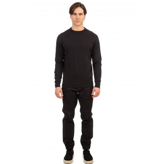 Ανδρική Μπλούζα REBASE 242-RKNIT-8000-Pure Black Μαύρο