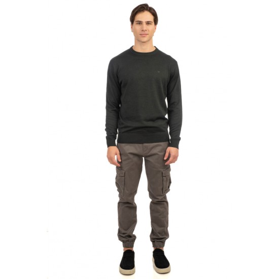 Ανδρική Μπλούζα REBASE 242-RKNIT-8000-Forest Green Melange Πράσινο
