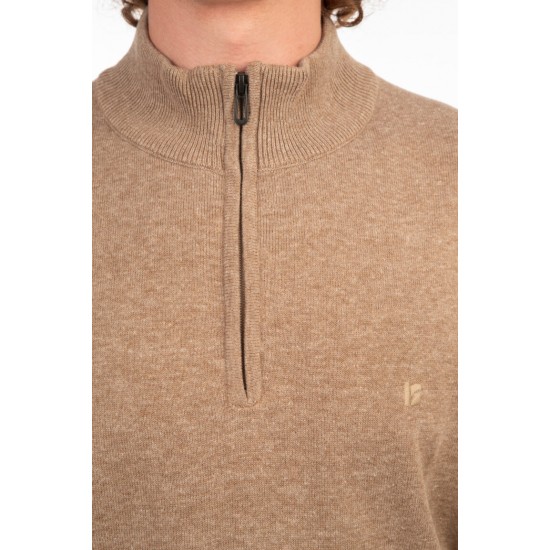 Ανδρική Μπλούζα REBASE 242-RKNIT-8004-BEIGE MELANGE Μπεζ