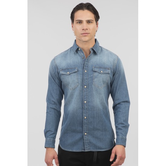 Τζιν Πουκάμισο REBASE 251RDS-5068 LIGHT DENIM BLUE