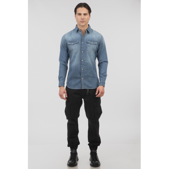 Τζιν Πουκάμισο REBASE 251RDS-5068 LIGHT DENIM BLUE