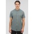 REBASE Shirts Linen Blend with Mao Collar and Short Sleeves 251RGS-5054 TEAL GREEN