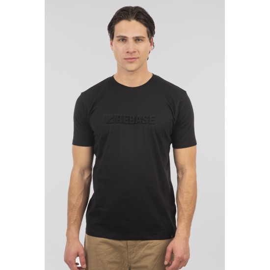 Rebase Ανδρικό T-Shirt με Ανάγλυφη Στάμπα  251RTS-9009 – Black
