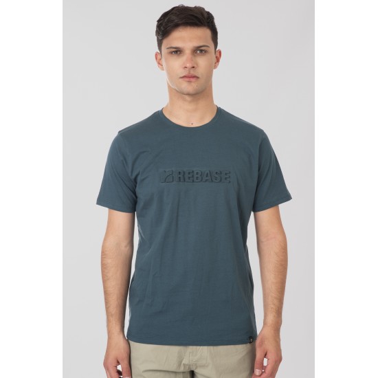 Rebase Ανδρικό T-Shirt με Ανάγλυφη Στάμπα  251RTS-9009 Deep Teal